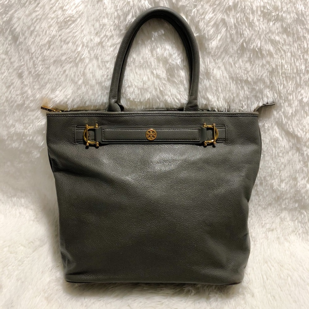 TORY BURCH XL Plebbed Leather Tote Shopper.